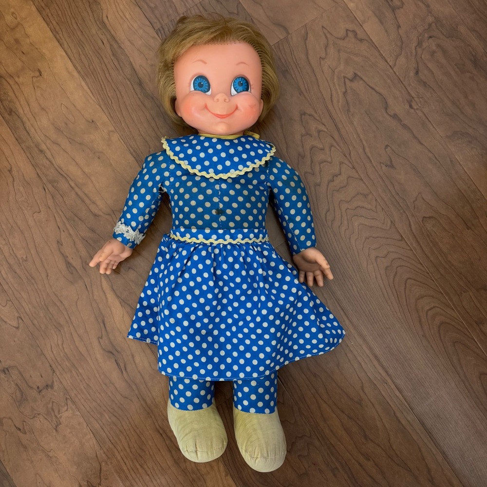 Vintage Mrs Beasley Doll Family Affair 1960s Mattel Blue Polka Dot Dress Toy